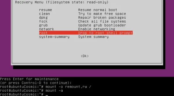Masuk Recovery Mode Ubuntu Untuk Repair Ubuntu Broken Package